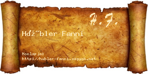 Hübler Fanni névjegykártya